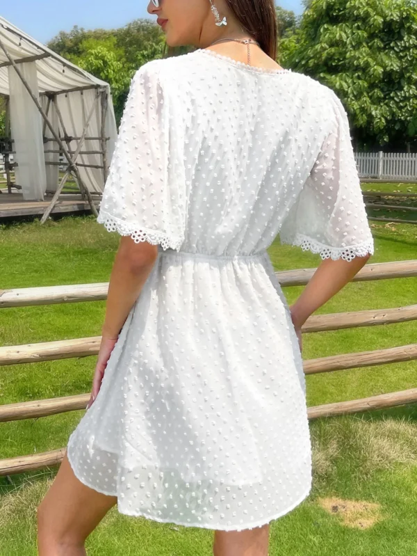 Vestido de lunares escote cruzado de manga con volante - Imagen 6