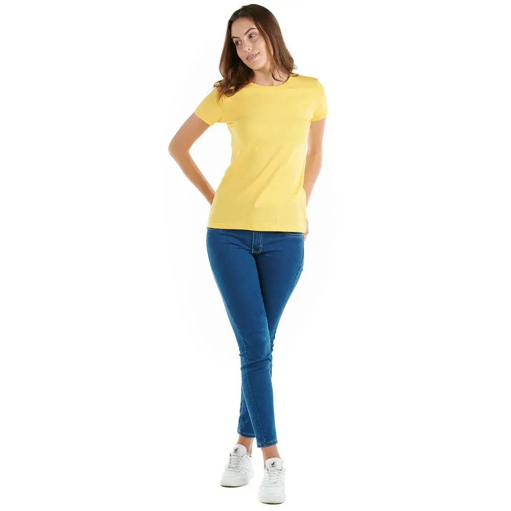 Playera amarilla Cuello Redondo mujer Manga Corta Lisa - Imagen 2