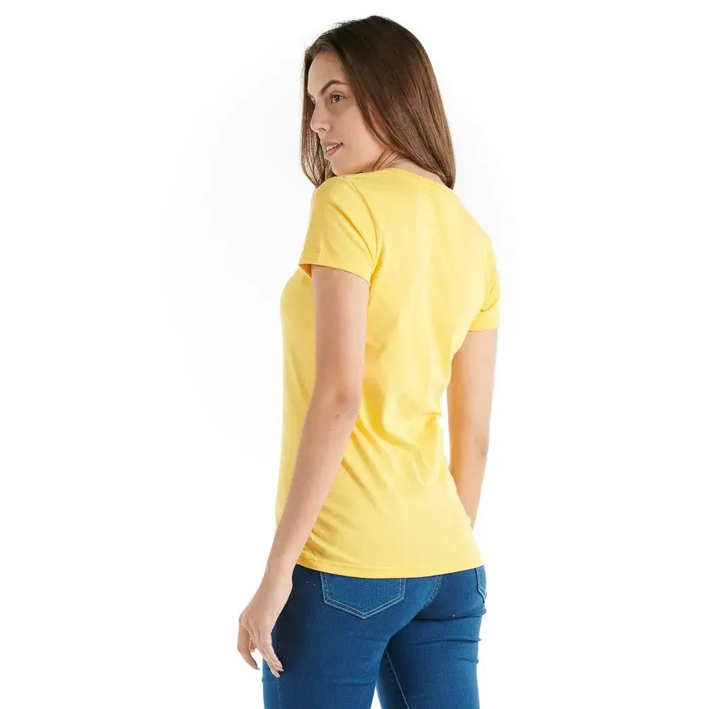 Playera amarilla Cuello Redondo mujer Manga Corta Lisa - Imagen 3