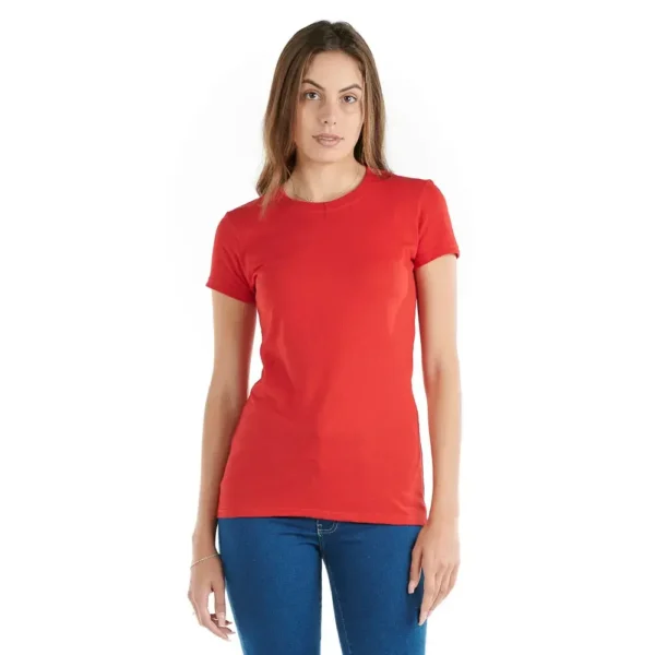 Playera roja Cuello Redondo mujer Manga Corta Lisa