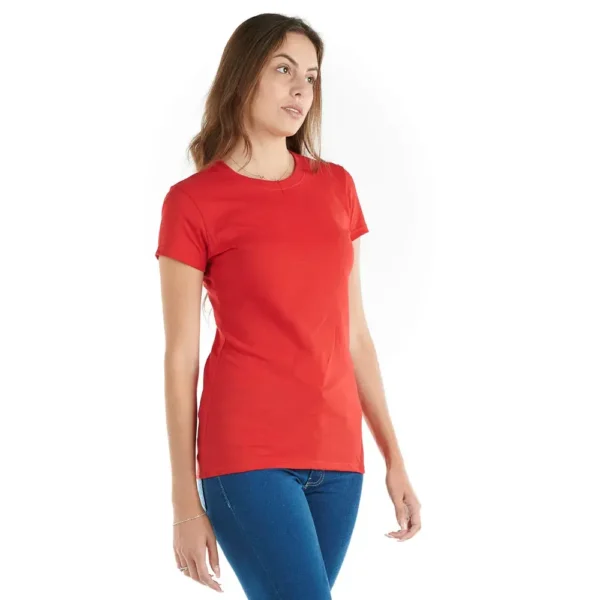 Playera roja Cuello Redondo mujer Manga Corta Lisa - Imagen 3