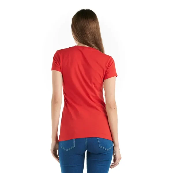 Playera roja Cuello Redondo mujer Manga Corta Lisa - Imagen 2