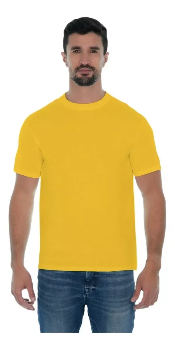 Playera amarillo canario capri hombre Cuello Redondo Manga Corta Lisa