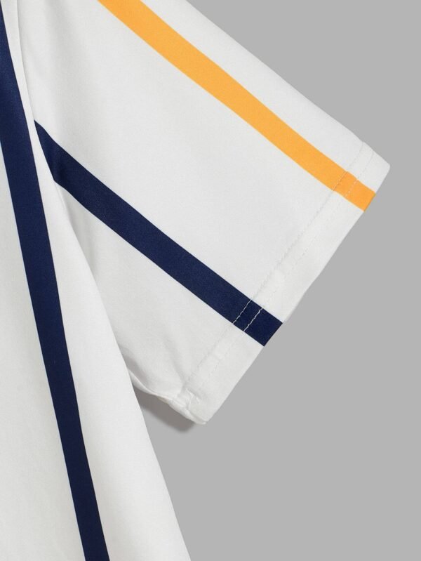 Camiseta de hombres de rayas de cuello redondo - Imagen 2