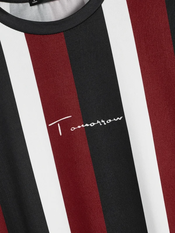 Camiseta de hombres de rayas con estampado de letra - Imagen 2
