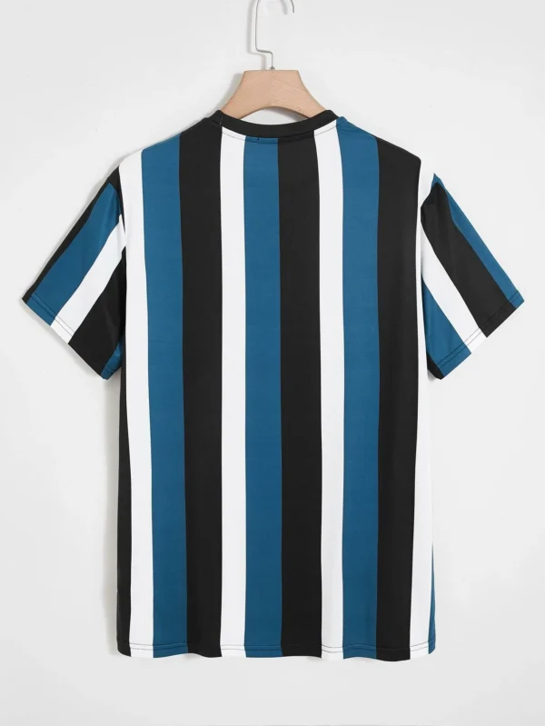 Camiseta de hombres de rayas con estampado de letra - Imagen 4