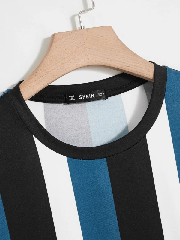Camiseta de hombres de rayas con estampado de letra - Imagen 2