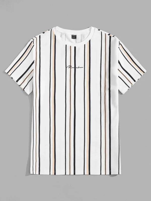 Camiseta con estampado de letra de rayas