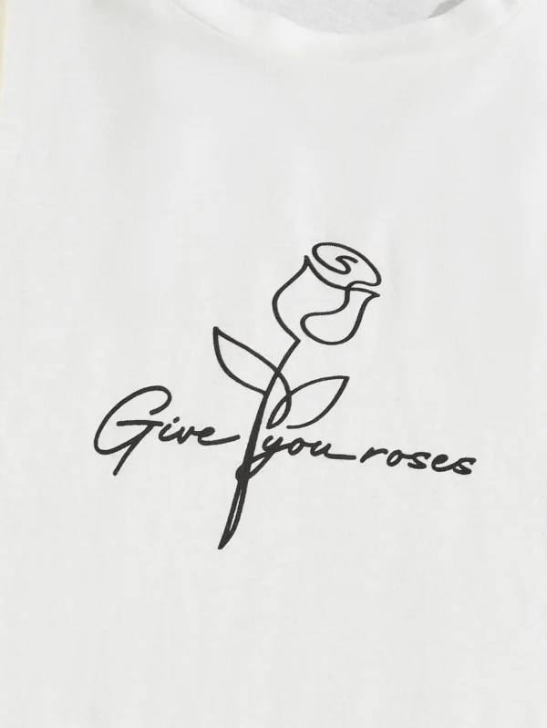 Camiseta de color combinado con estampado floral con slogan - Imagen 2