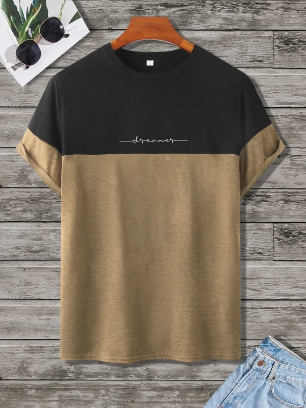 Camiseta de color combinado con estampado de letra