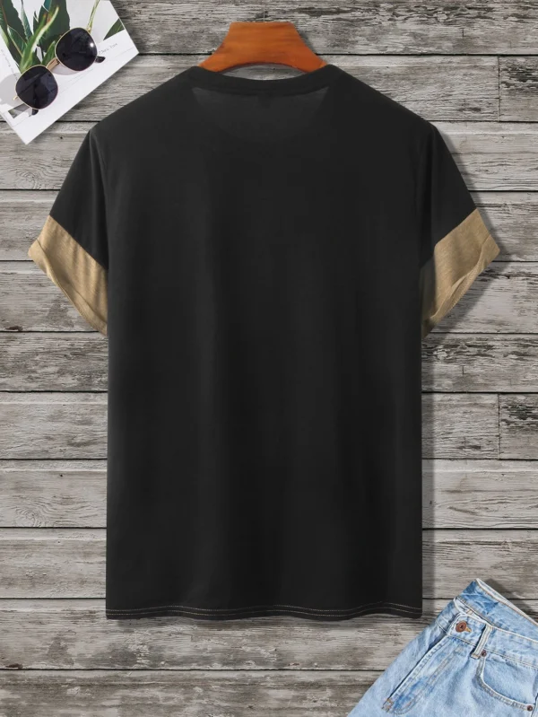 Camiseta de color combinado con estampado de letra - Imagen 4