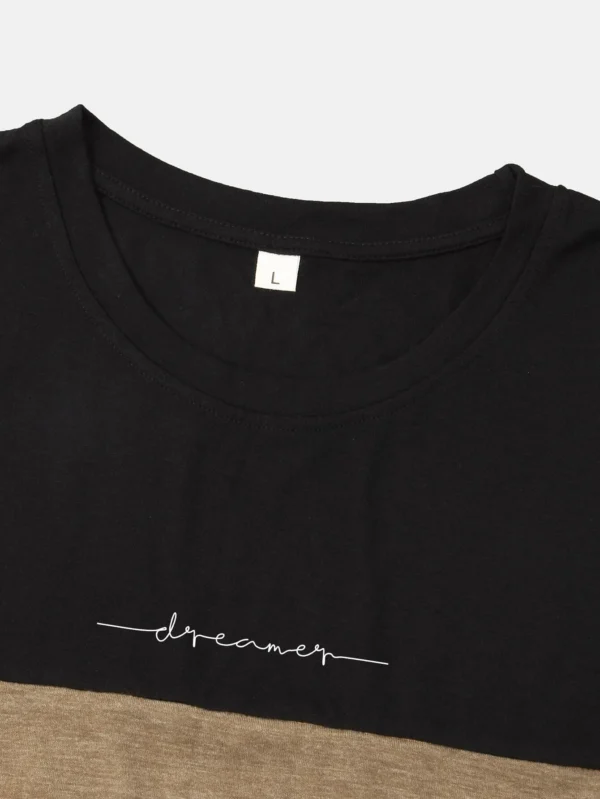 Camiseta de color combinado con estampado de letra - Imagen 3