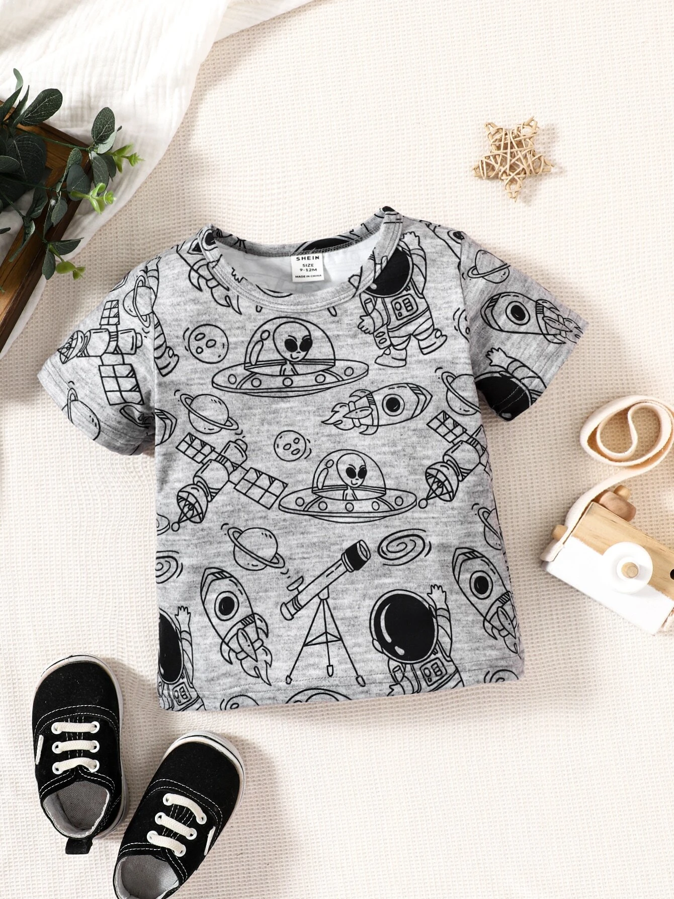 Beb? Camiseta cohete & astronauta con estampado