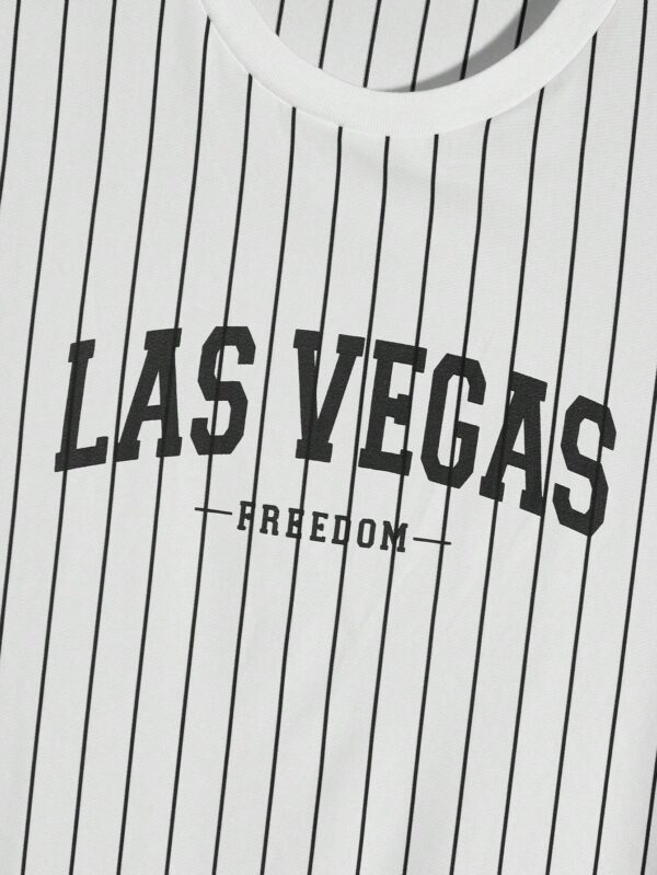 Camiseta con estampado de rayas y letra - Imagen 3
