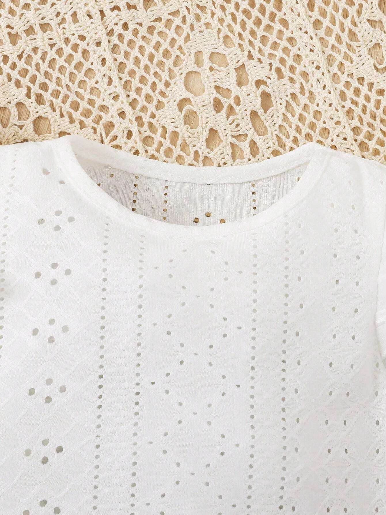 Beb? Camiseta con bordado con ojal ribete con fruncido - Imagen 2