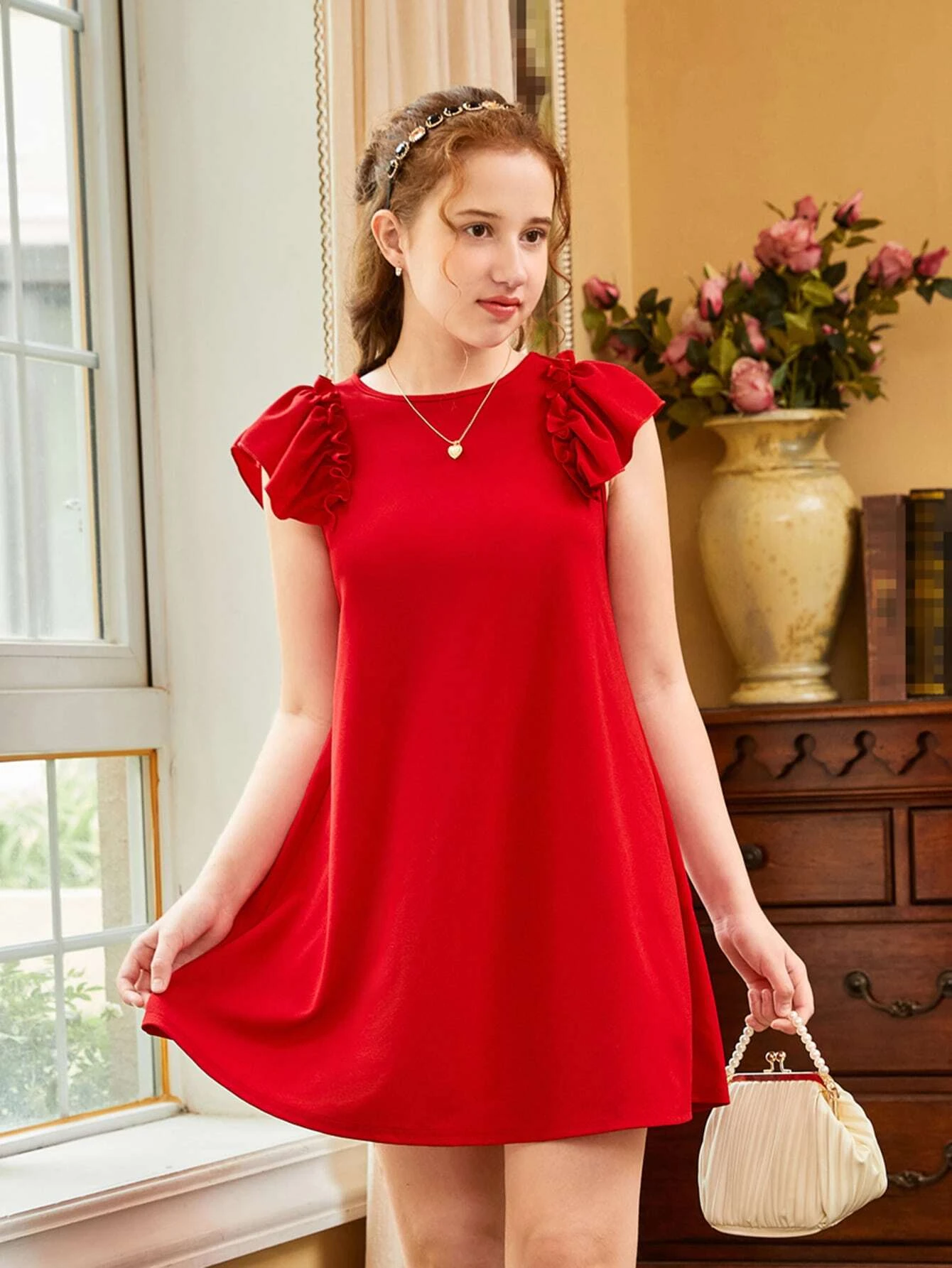 Chicas adolescentes Vestido ribete con fruncido - Imagen 5