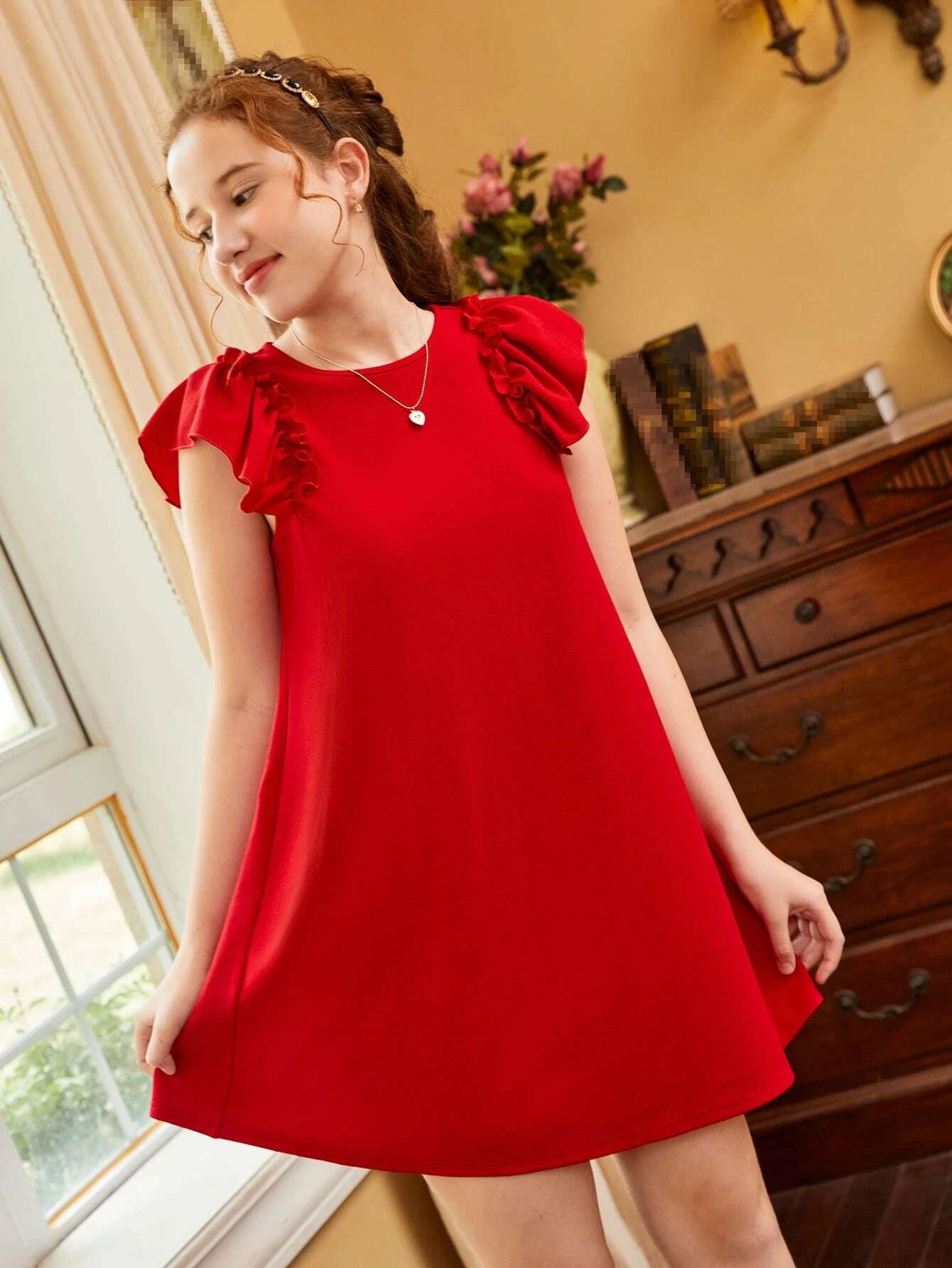 Chicas adolescentes Vestido ribete con fruncido - Imagen 3