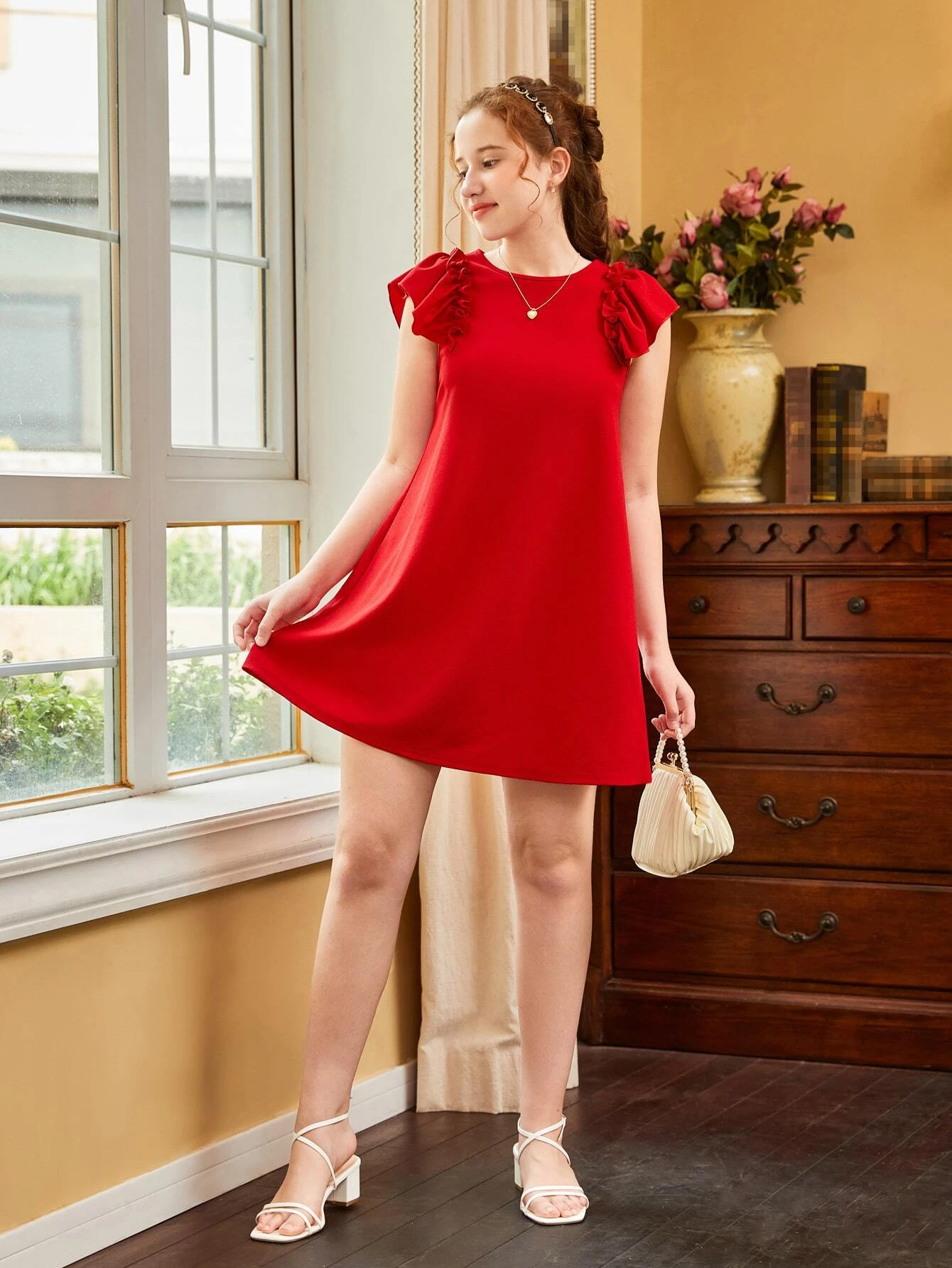 Chicas adolescentes Vestido ribete con fruncido - Imagen 2