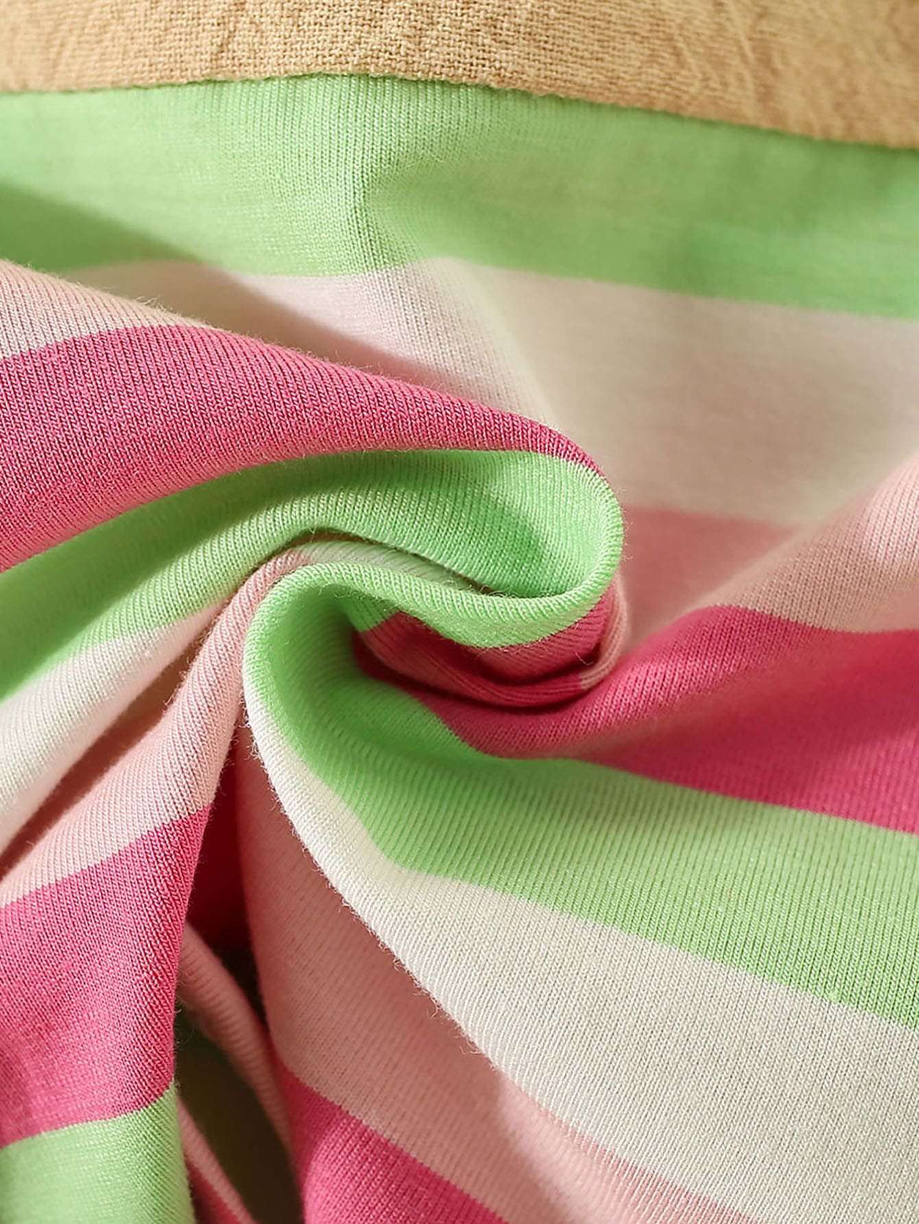 Vestido de manga corta estilo gato de patchwork a rayas de algod?n puro para ni?a peque?a - Imagen 2