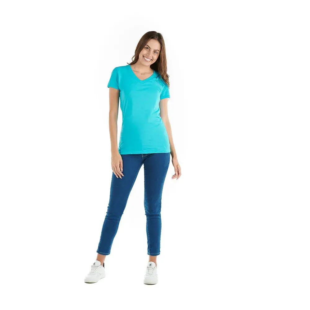 Playera Prime Cuello V Turquesa mujer - Imagen 4