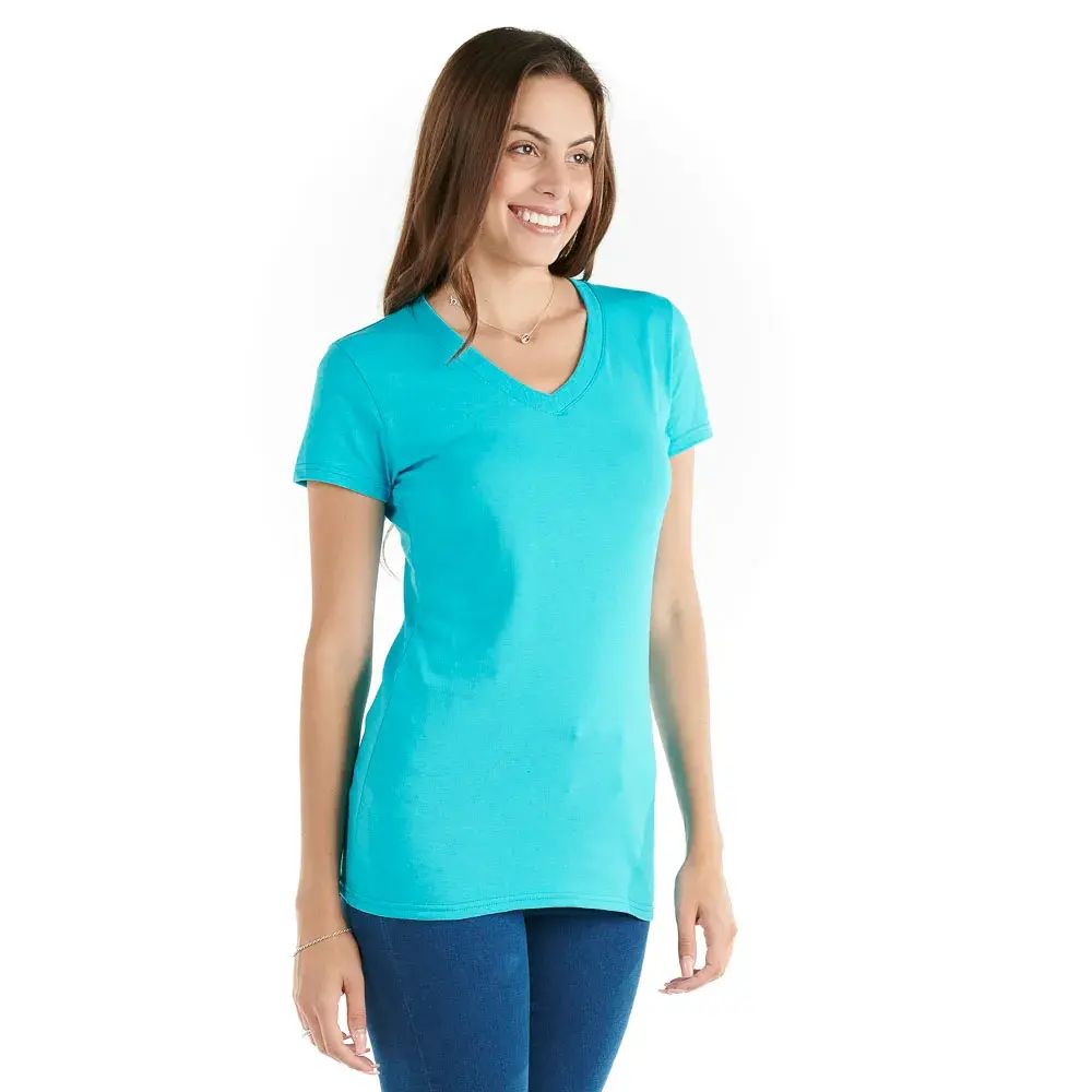 Playera Prime Cuello V Turquesa mujer - Imagen 3