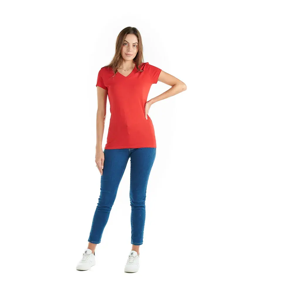 Playera Prime Cuello V Rojo mujer - Imagen 4