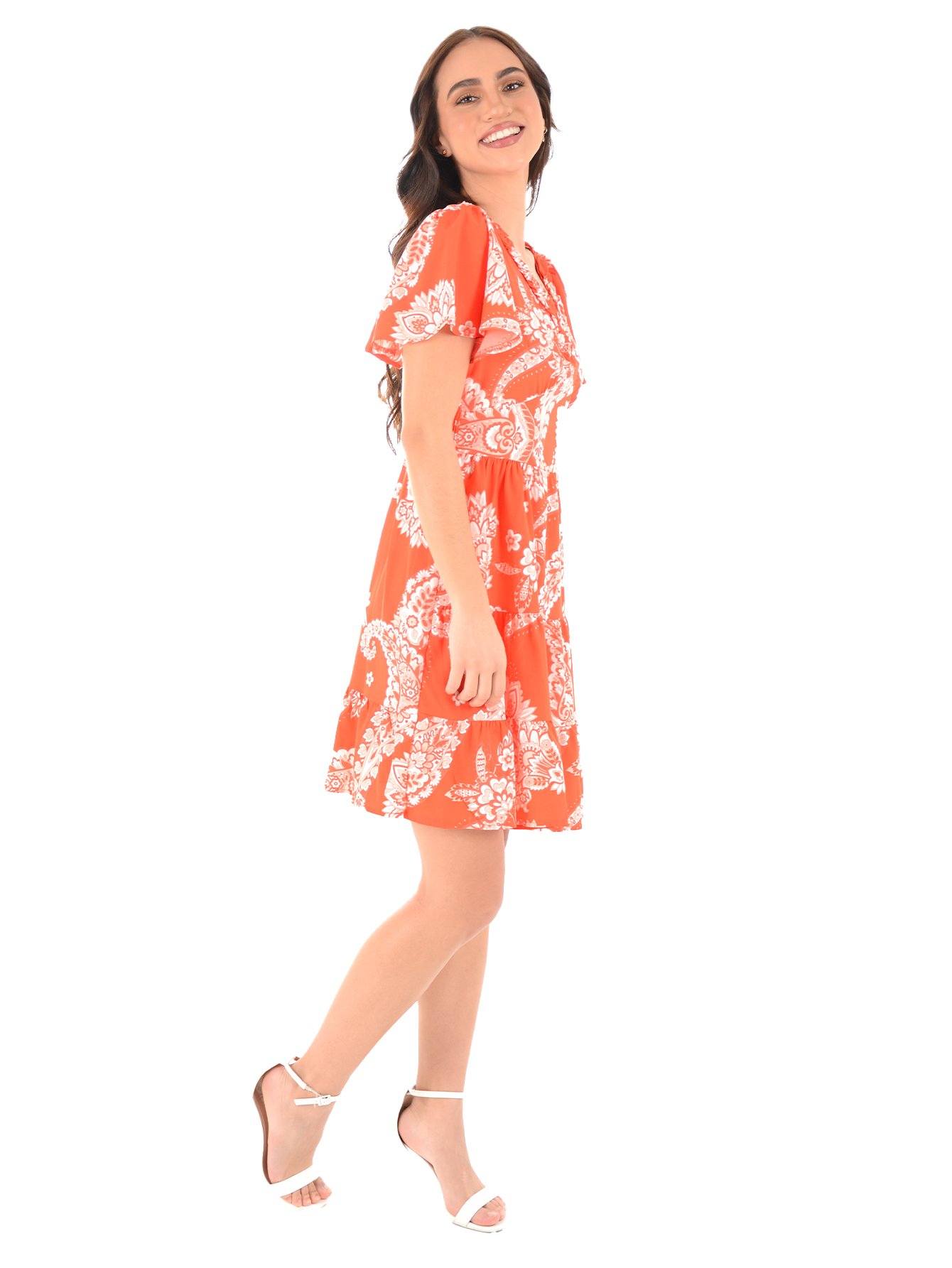 Vestido envolvente de dama de blusa cruzada con estampado de pa?uelo - Imagen 3