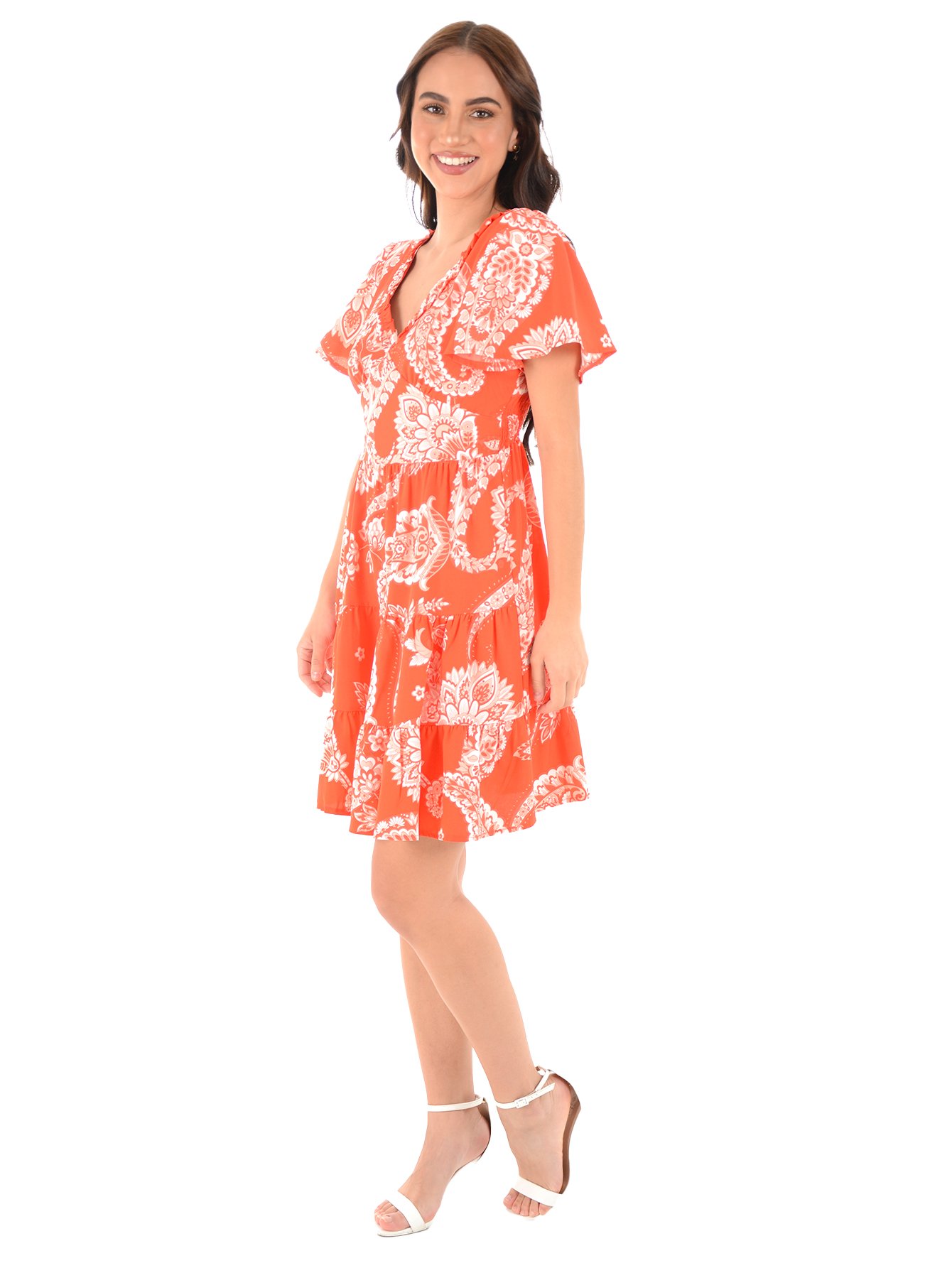 Vestido envolvente de dama de blusa cruzada con estampado de pa?uelo - Imagen 2