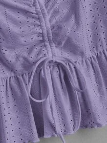 Blusa de manga mariposa ribete en forma de lechuga con cord?n peplum schiffy - Imagen 2