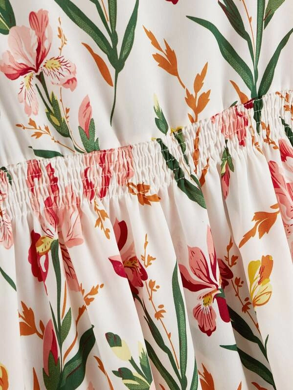 Vestido fruncido con estampado floral - Imagen 2