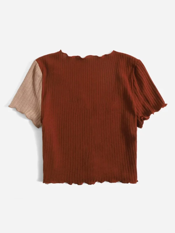 Camiseta de dos tonos ribete en forma de lechuga - Imagen 5
