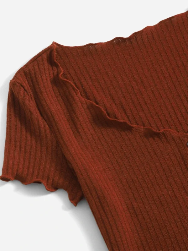 Camiseta de dos tonos ribete en forma de lechuga - Imagen 4