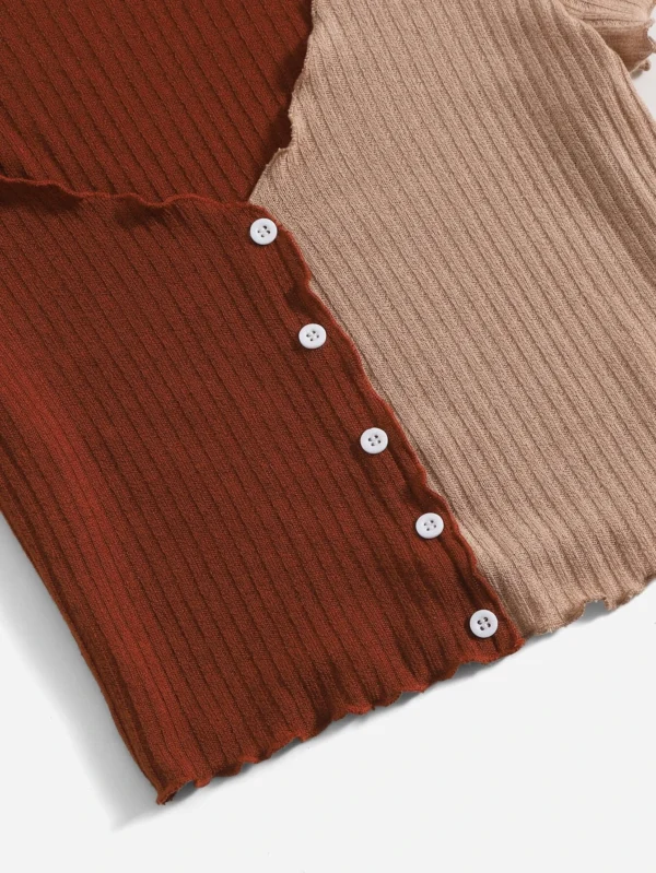 Camiseta de dos tonos ribete en forma de lechuga - Imagen 3