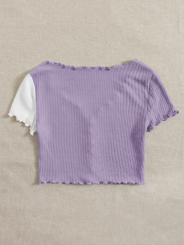 Camiseta de dos tonos ribete en forma de lechuga - Imagen 5