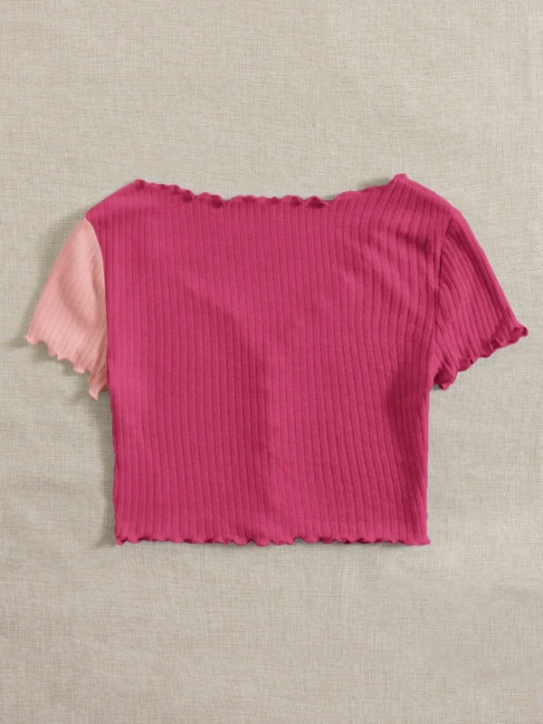 Camiseta de dos tonos ribete en forma de lechuga - Imagen 2