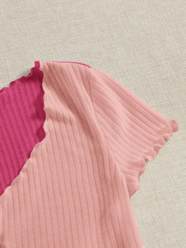 Camiseta de dos tonos ribete en forma de lechuga - Imagen 4