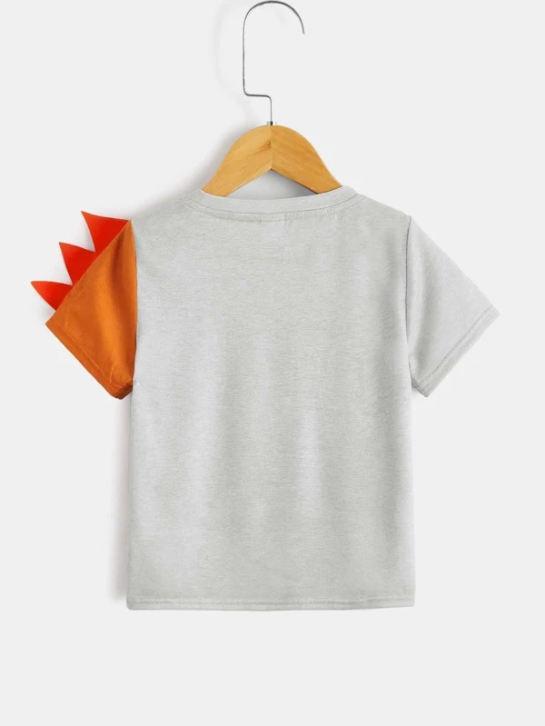 Ni?itos Camiseta parche 3D con estampado de dinosaurio - Imagen 2