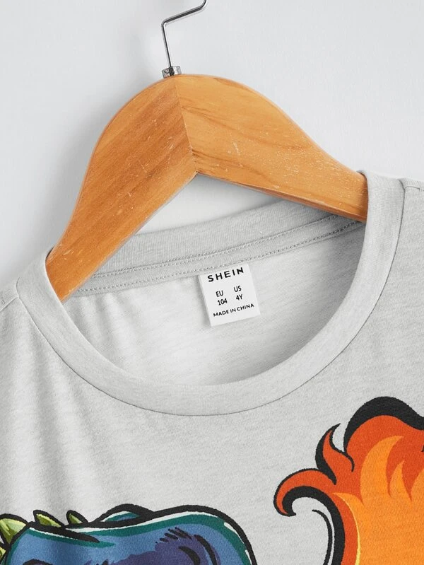 Ni?itos Camiseta parche 3D con estampado de dinosaurio - Imagen 3