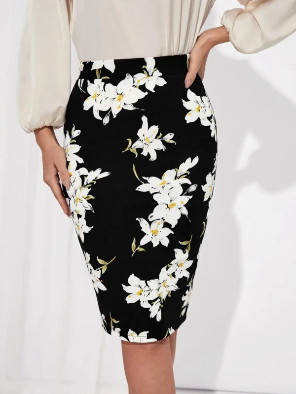 Falda de l?piz con estampado floral