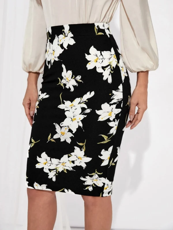 Falda de l?piz con estampado floral - Imagen 4
