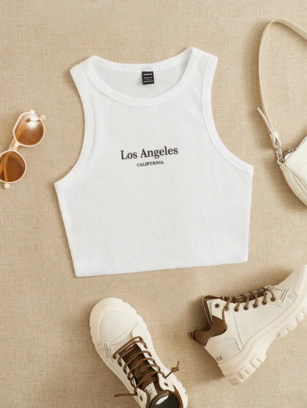 Top tank crop con estampado de letra