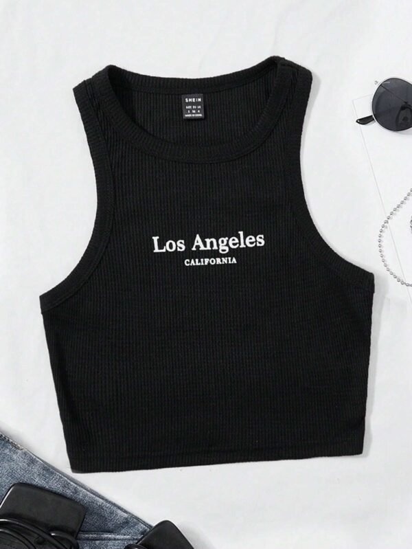 Top tank crop con estampado de letra