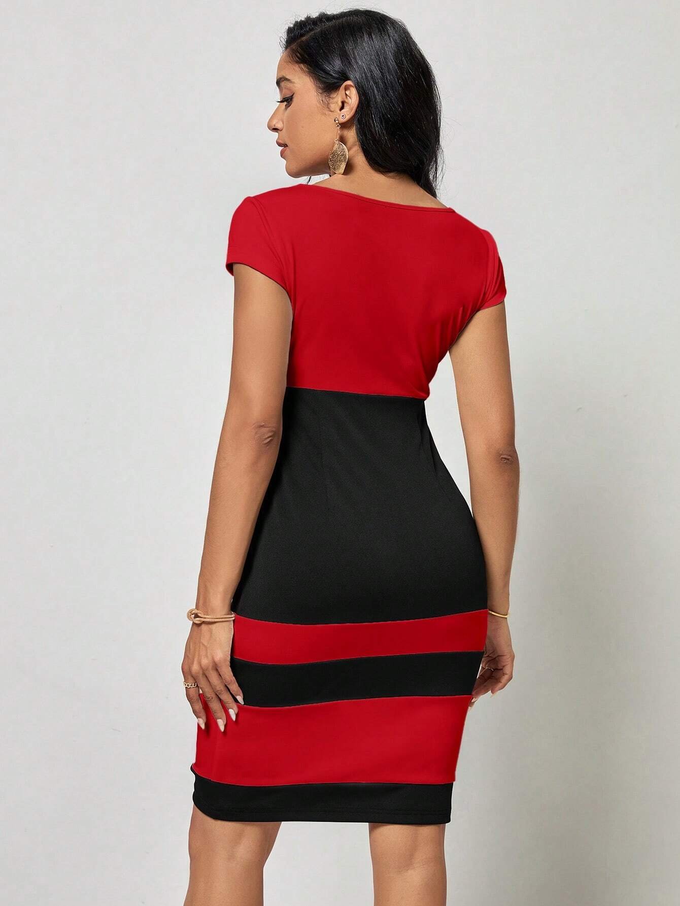 Vestido ajustado de color combinado - Imagen 2