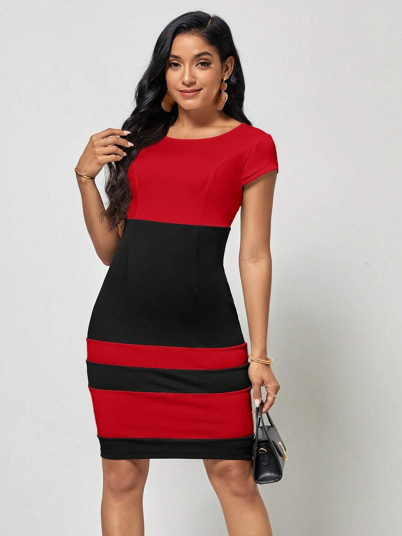 Vestido ajustado de color combinado - Imagen 4