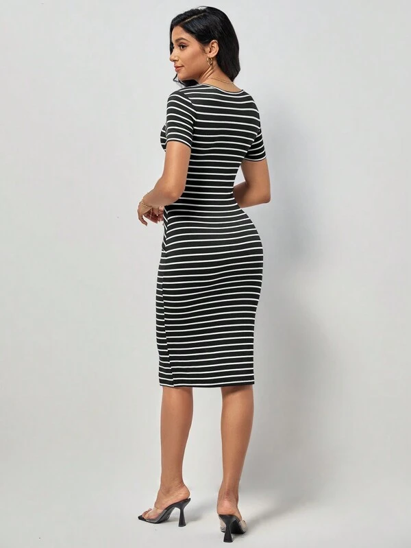 Vestido ajustado con estampado de rayas - Imagen 7