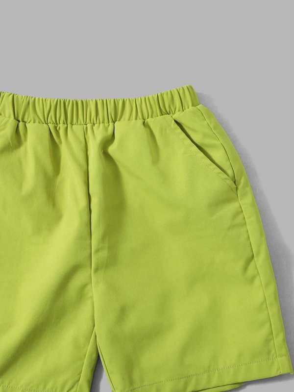 Ni?itos con estampado de letra y dinosaurio Camiseta & Shorts deportivos Conjunto - Imagen 3