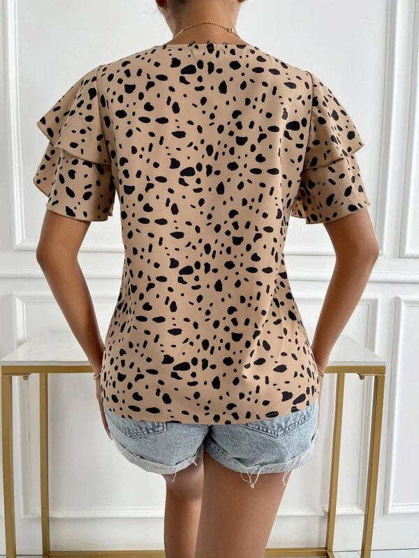 Blusa con estampado de manga a capas - Imagen 6