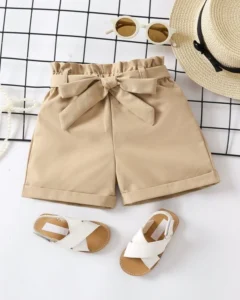 Ni?as Shorts de cintura con volante bajo de doblez