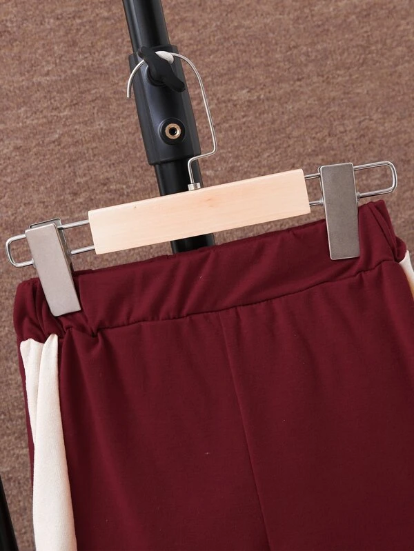 Ni?ito Shorts con camiseta con estampado de letra de color combinado con cremallera media - Imagen 4