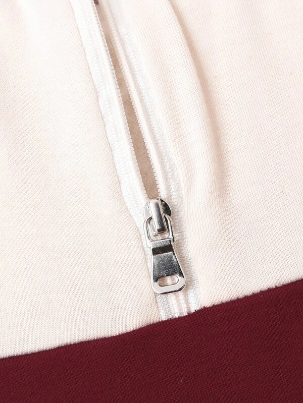 Ni?ito Shorts con camiseta con estampado de letra de color combinado con cremallera media - Imagen 3